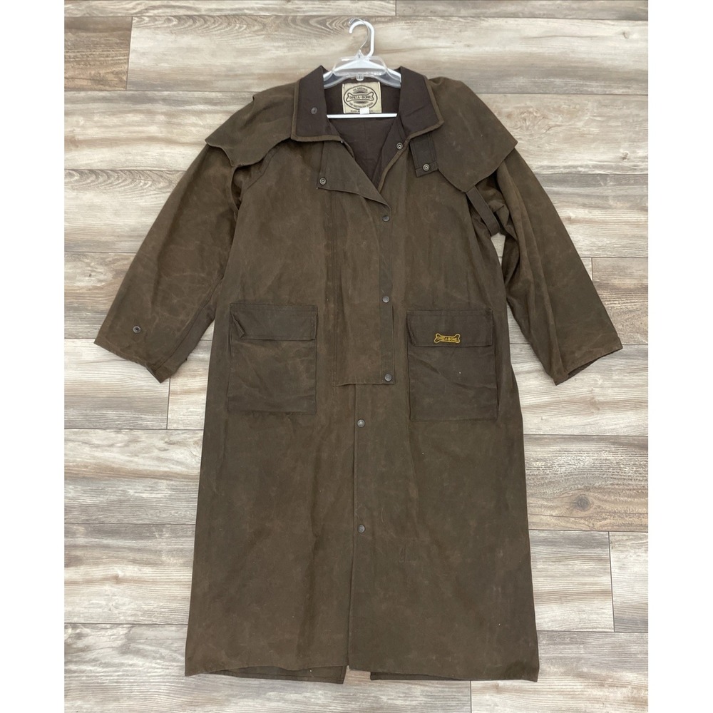 Driza Bone Vintage Stockman Wax Waterproof Riding Brown Long Coat Jacket L
